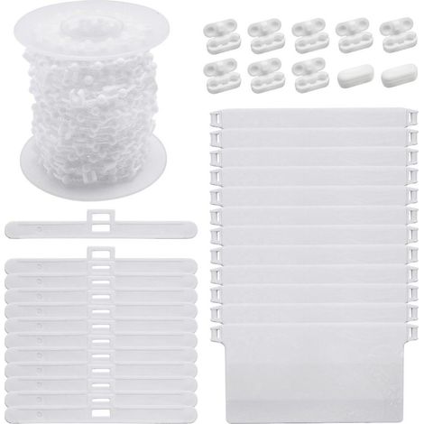 Rideaux verticaux accessoires 12 pièces, 89mm crochets supérieurs pour stores, 12 poids lattes bas, chaîne inférieure 10 mètres (1/4)
