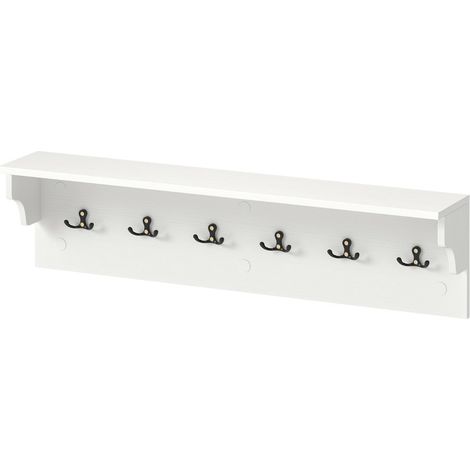 Appendiabiti da parete con ripiano 80 x 14 x 20 cm spazio organizzato design aperto legno bianco 200018220