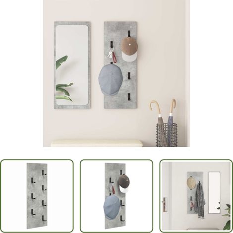 Rangement mural -  Porte-manteau mural Montage mural Gris béton 30 x 1,5 x 80 cm (1/5)