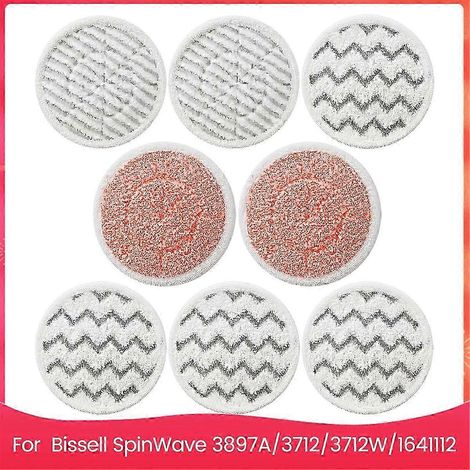 AURA Lot de 8 lingettes de rechange 3897A pour balai vapeur rotatif Bissell SpinWave 3897A, 3712, 3712W (pièce n° (1/5)