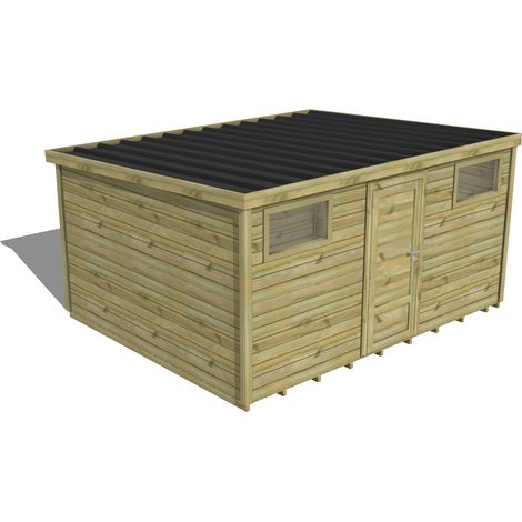 ABRI DE JARDIN bois traité 27mm, Essentiel, 4,3x3,4m, 15m2, Plancher (1/3)