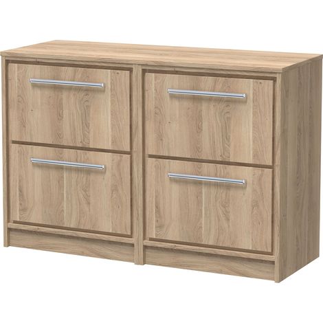 Longnor 4 Drawer Floor Standing Vanity Unit with Worktop, Light Oak, 600mm