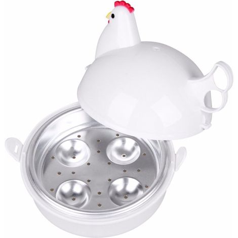 Cuiseur à œufs électrique en forme de poule pour micro-ondes, appareil pour 4 œufs, accessoire de cuisine ludique et pratique (1/5)