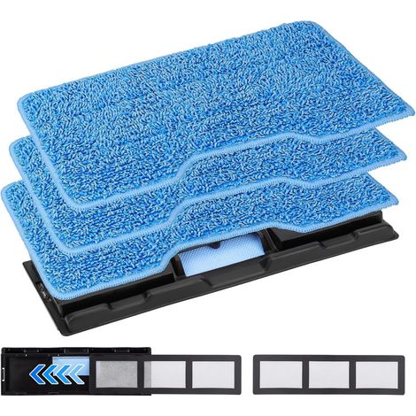 VacMop Tampons de Rechange pour aspirateur Shark VM200/ VM205/ VM250/ VM252, 3 Serpillères réutilisables en Microfibre + 1 Chambre de salissure Mise à Jour + 2 filtres (1/5)