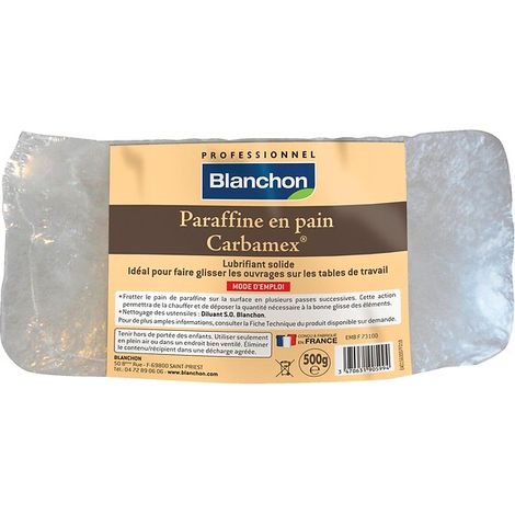 Blanchon – Pain de paraffine 500 g – PARAFFINE – Lubrifiant alimentaire pour glisse efficace – Applications industrielles et bricolage (1/2)