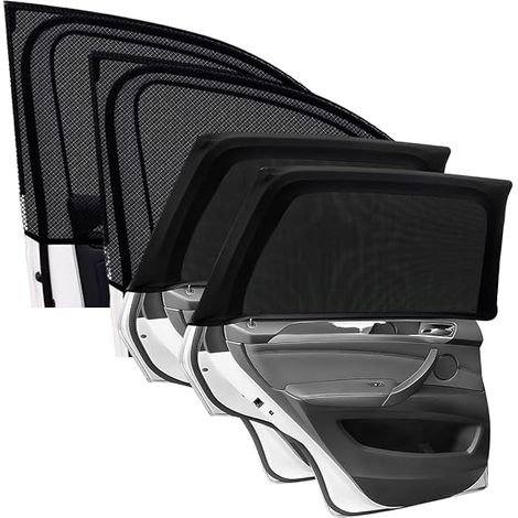 (Avant + Arrière)4 Pièces Pare Soleil Voiture Bébé,Filet Anti-Insectes écran Fenêtre,Bloquer Les Rayons UV et Protection de la Vie Privée, Accessoires Auto,Portable Pare Soleil Voiture Arriere