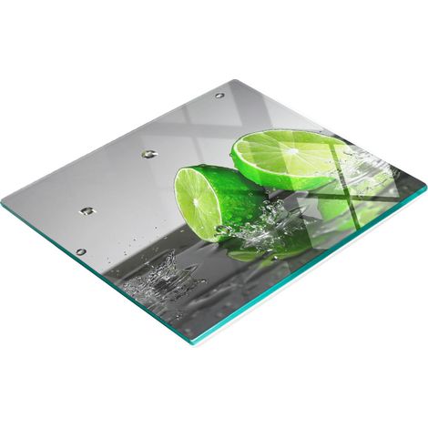 Tagliere e vassoio decorativo in vetro, colore lime, colore acqua, 60x52 cm. (1/5)