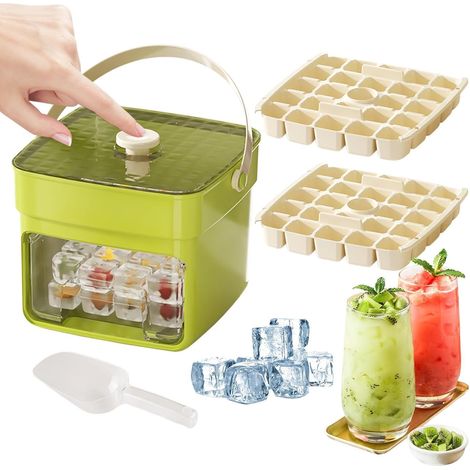 Bacs À Glaçons Cubiques 50 alvéoles double couche avec couvercle pression bacs à glaçons cubes pour congélateur pour whisky cocktail bourbon café jus maison camping (1/5)