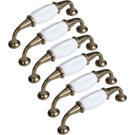 Set di 6 pomelli in ceramica per porte, maniglie per cassetti, maniglie in porcellana per ante di mobili da cucina, 96 mm (1/2)