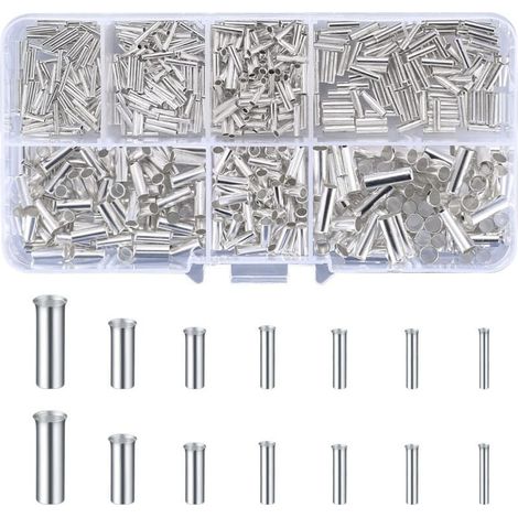 Kit de 600 Cosses Électriques à Sertir Non Isolées Bout à Bout pour Câbles 0.5 à 6.0mm² (1/4)