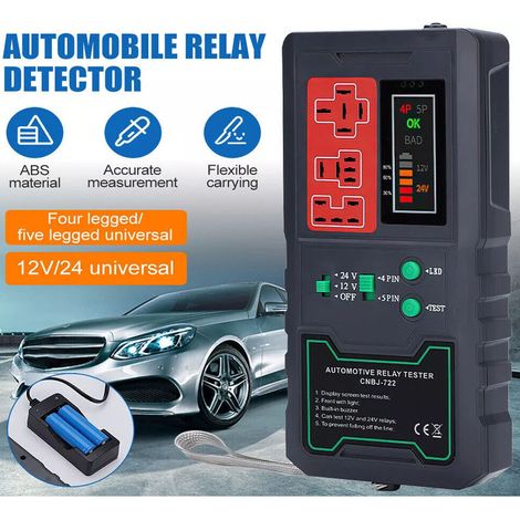 Probador de relés de coche Ej.Life de 12 V y 24 V con pantalla LED, comprobador de relés electrónicos para coche, herramienta de diagnóstico y comprobador de batería. (1/5)