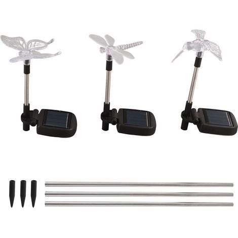 3-teiliges Set farbenfroher, wasserdichter, solarbetriebener LED-Gartenleuchten für Rasen, Garten und Hof (1/5)