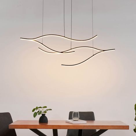 Lange dimmbare LED-Pendelleuchte mit schwarzen Wellen 112 cm - Portofino (1/5)
