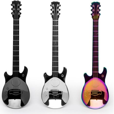 Cucchiai a forma di chitarra musicale, colorati, confezione da 3 pezzi. (1/5)