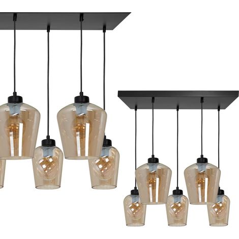 Lustre suspension Santiago Milagro 5xE27 verre ambre (1/4)