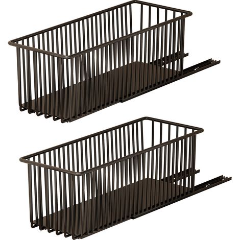 Lot de 2 organiseurs de placard extensibles en acier au carbone de qualité supérieure avec paniers coulissants pour cuisine, salle de bain et sous lavabo, durable et doux (1/5)