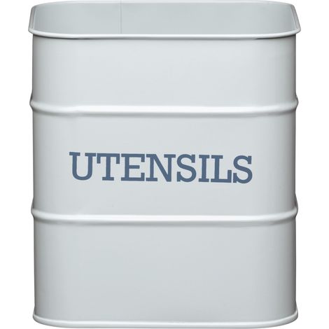 KitchenCraft Living Nostalgia Supporto per utensili da cucina in metallo, contenitore da cucina per cucchiai di legno, posate e utensili da cucina/cottura, 15 x 16 cm - Grigio francese (1/3)