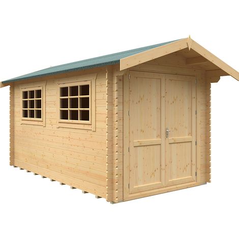 14x8 The Marlborough 28mm Cabin - L415 x W235 x H251.3 cm - Solid Wood/Softwood/Pine - Natural