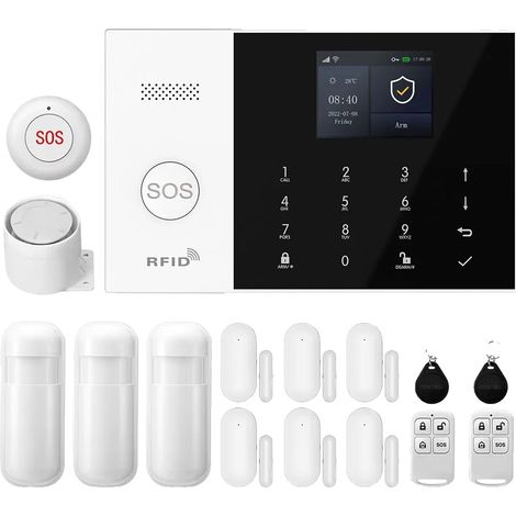 Sistema de alarma, conectividad inalámbrica, monitoreo remoto, kit WiFi 4G (1/2)