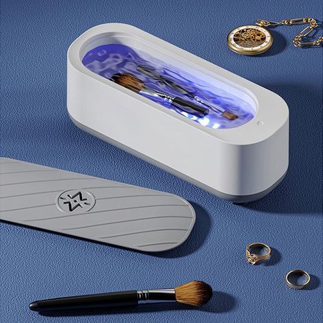 Nettoyeur de bijoux à ultrasons portable et silencieux, adapté au nettoyage des bijoux, des ornements en argent, des lunettes, des montres et autres accessoires. (1/5)