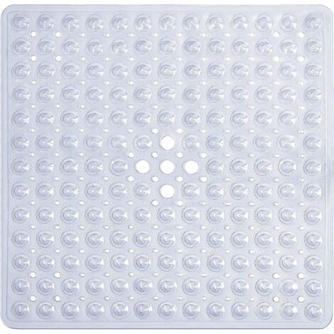 PA Transparente quadratische Duschmatte 53 x 53 cm Rutschfeste, maschinenwaschbare Badematte für Duschwanne Rutschfeste Duschmatte mit Saugnäpfen, ideal für (1/5)