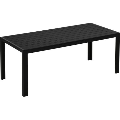 Gartentisch Kunststoff 190 x 84,5 x 72 cm Wetterfest, Holz Optik, Holzstrukur, rutschfest Buffettisch Campingtisch Balkontisch Terrassentisch Outdoor Esstisch für Garten, Balkon Schwarz