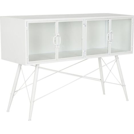 Console élégante en verre et métal pour intérieur chic - Blanc pur et lumineux