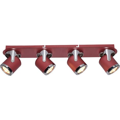 Barre plafond métal rouge 4 spots GU10 5W April Rabalux