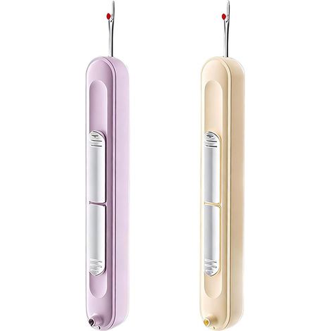 Set 2 pezzi 2 in 1 infila ago e taglia-cuciture,infila ago estensibile e taglia-cuciture per maglia,ricamo e rimozione del filo (bianco,viola) (1/5)