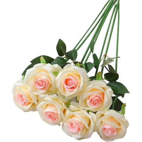12 roses artificielles, aspect réaliste, couleurs éclatantes, résistantes à la lumière, roses artificielles, bouquet, décoration de mariage (1/5)