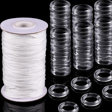 DIY Venetian blinds kit with 50 meters of pull cord and 100 transparent Roman blind accessories. (1/5)