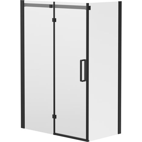 Series 10 Colore Matt Black Inline 1400mm x 760mm Hinged Door Shower Enclosure (1/5)