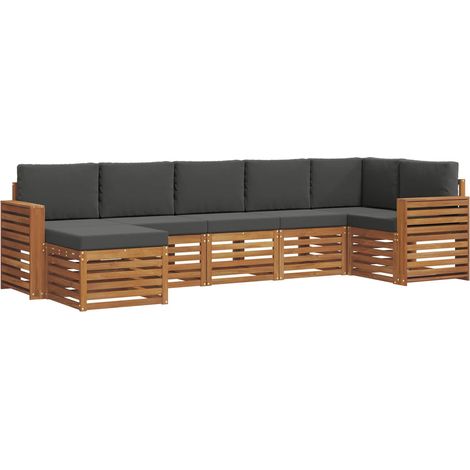 Conjunto de sofás de exterior 7 uds. Natural y Antracita vidaXL (1/5)