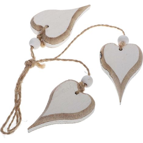 Ciondolo a forma di cuore in legno, decorazione da appendere per interni, 1 pezzo, lavorazione delicata (1/5)