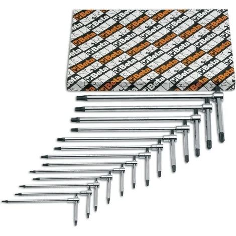 Beta – Jeu de clés Torx mâles chromées 6 pcs – Empreinte T8 à T30 – Pour vis à tête Torx – Boîte de rangement incluse