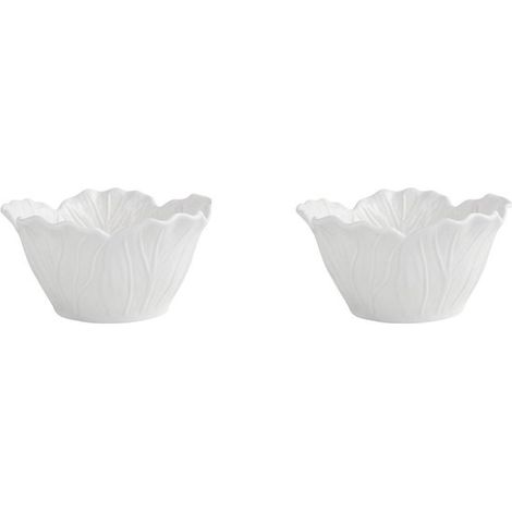 Paquete de 2 cuencos con forma de flor - 11,5 x 6 cm - Blanco (1/2)