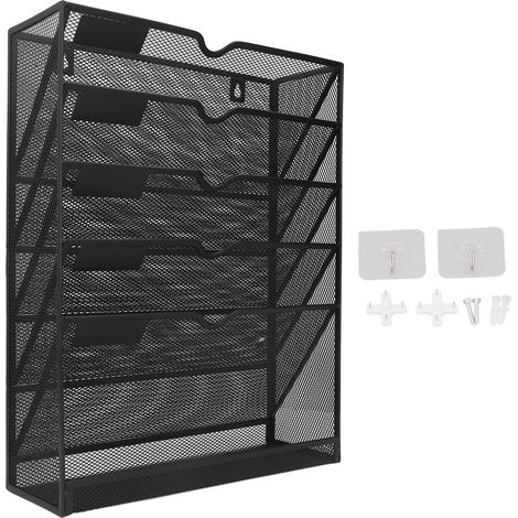 Classeur mural 5 poches, rangement vertical gain de place, conception ergonomique, fixation facile, organiseur de documents pour bureau. (1/5)