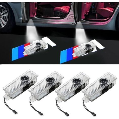 Lot de 4 projecteurs LED pour éclairage de porte de voiture – projection de logo personnalisable – compatible avec modèles BMW Série 1 à 7 et X1 à X7 (1/4)