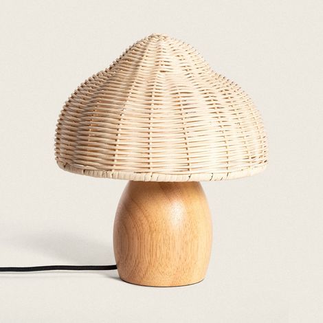 Lampada da Tavolo Legno e Rattan Karava Naturale (1/5)