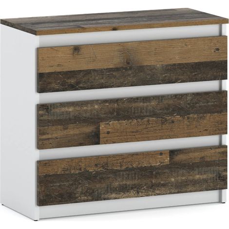 Commode blanche 80 cm 3 S Meuble TV vintage Meuble de salon ancien (1/5)