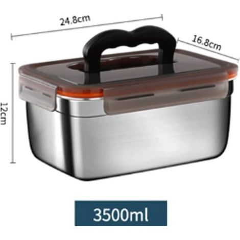 Fiambrera para adultos y niños，Fiambrera de acero inoxidable，25,7  14  12 cm，Plateado，3500 ml，acero (1/4)