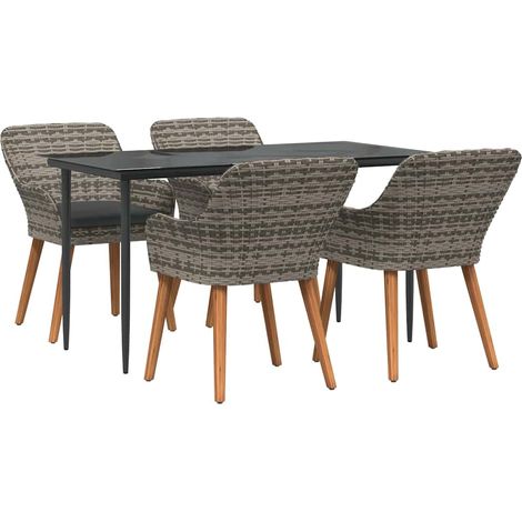 Maison Exclusive - Garten Essgruppe mit Kissen 5 pcs Grau Poly-Ra