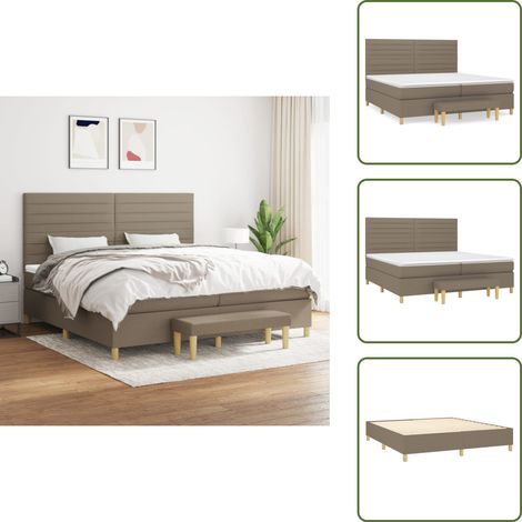 Sommier à lattes de lit avec matelas Taupe 200x200 cm Tissu - Lit Plateforme - Lit Double - Matelas Ferme - Literie Taupe - Meuble Chambre (1/5)