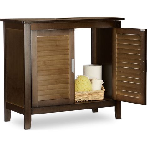 Waschbeckenunterschrank braun lamell 8