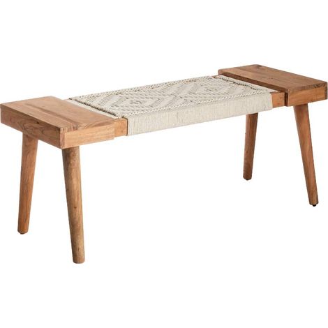 Banc en bois de manguier tissage Bertille (1/5)
