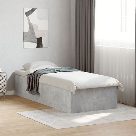 Estructura de cama madera de ingeniería gris hormigón 75x190 cm
