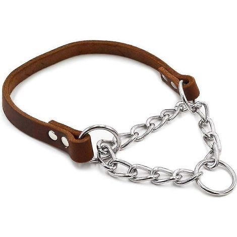 Collier de dressage en cuir de vache pour animaux de compagnie, adapté aux chiens de petite, moyenne et grande taille (m) (1/5)