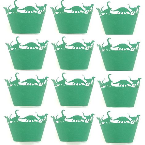 12 caissettes à cupcakes dinosaures, caissettes à muffins, plaques de cuisson pour fêtes de mariage (vert) (1/5)