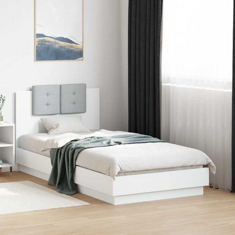 Cadre de lit LED RVB avec tête de lit blanc 75 x 190 cm, sans matelas - PANGIVO (1/5)