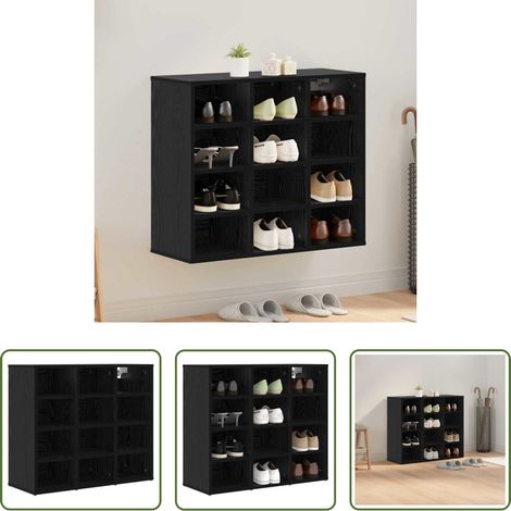 vidaXL Meuble de rangement - Cabinet à chaussures avec étagère Chêne noir 77,5 x 30 x 67 cm (1/5)